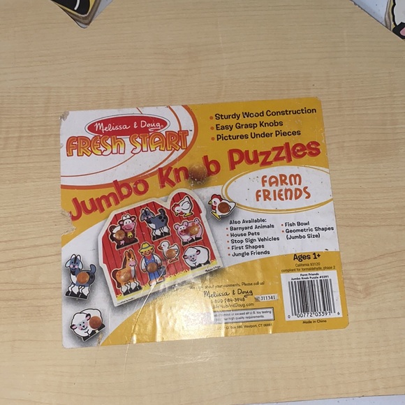 Melissa & Doug Jumbo Knob Children’s Wood Puzzle Farm Friend’s Ages 1+ - Picture 5 of 5